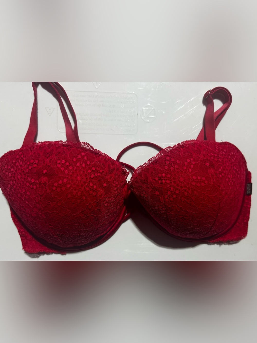 PINK Victoria's Secret Red Lace Plunge Bra
